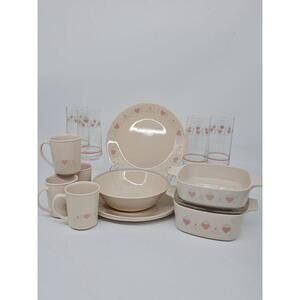 Corelle/Corningware Forever Yours 18-Pc Dinnerware Set  Made In USA 1980's #5